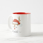 Mignonne Renne de Noël visage Mug (Devant gauche)