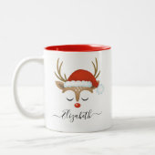 Mignonne Renne de Noël visage Mug (Gauche)