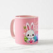 Mignonne, rose Joyeux lapin de Pâques Mug (Devant gauche)
