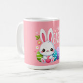 Mignonne, rose Joyeux lapin de Pâques Mug (Devant gauche)