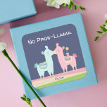 Mignonne rose turquoise lamas embrasser l'école de<br><div class="desc">"Pas de Prob-llama". Un visuel doux et ludique de deux lamas bleu aqua bleu clair et rose pâle, mignonette, cool, kawaii, baisant et amusant, typographie manuscrite recouvre un arrière - plan gris bleu nuit foncé. Amusez-vous à coller tout ce que vous possédez avec ces adorables autocollants personnalisés à la mode...</div>
