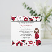 Mignonne rouge noir dame bugs invitation fête d'an (Debout devant)