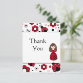 Mignonne rouge noir dame bugs merci carte postale (Debout devant)