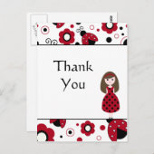 Mignonne rouge noir dame bugs merci carte postale (Devant / Derrière)