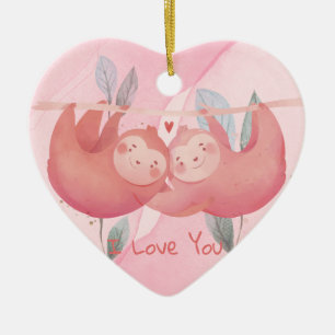 Mignonne Saint Valentin ornement en céramique