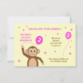 Mignonne singe 2e anniversaire carte de remercieme (Devant)