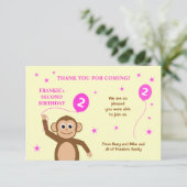 Mignonne singe 2e anniversaire carte de remercieme (Debout devant)
