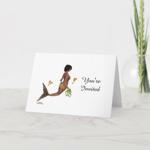 Mignonne Sirène Avec Carte De Voeux Seahorses