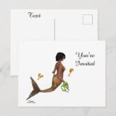 Mignonne Sirène Avec Carte Postale Seahors (Devant / Derrière)