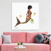 Mignonne Sirène Avec Cheval De Mer Étitré En Toile (Insitu(Salon))