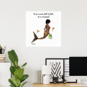 Mignonne Sirène Avec Poster Seahorses