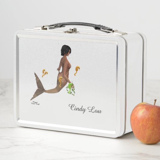 Mignonne Sirène Avec Seahorses Lunchbox en métal (En situation)