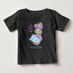 Mignonne Sirène Bébé avec T-shirt d'anniversaire d