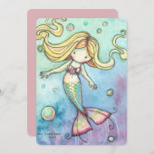 Mignonne sirène Invitations de fête d'anniversaire (Devant / Derrière)