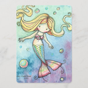 Mignonne sirène Invitations de fête d'anniversaire