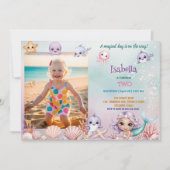 mignonne sirène magique Photo invitation anniversa (Devant)