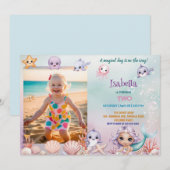 mignonne sirène magique Photo invitation anniversa (Devant / Derrière)