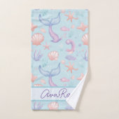 Mignonne Sirène Motif Personnalisé Fille (Serviette à main)