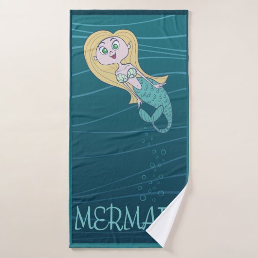 Mignonne Sirène Nager Dans La Mer (Serviette de bain)