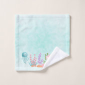 Mignonne sirène sous l'aquarelle de la mer (Gant de toilette)