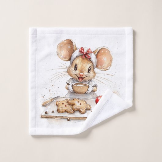 Mignonne souris Chef Noël (Gant de toilette)