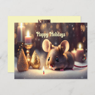 Mignonne souris fête Noël - Carte de vacances