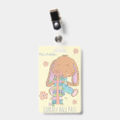 Mignonne Spring Bunny Library Hall Pass Badge (Front with Clip)