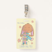 Mignonne Spring Bunny Library Hall Pass Badge (Devant avec clip)