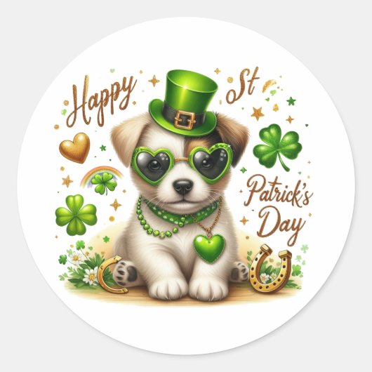 Mignonne St. Patrick's Day Puppy autocollant (Devant)