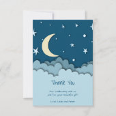 Mignonne sur la lune Merci bleu foncé Baby shower (Devant)