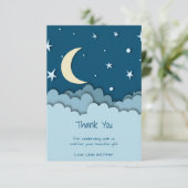 Mignonne sur la lune Merci bleu foncé Baby shower (Debout devant)