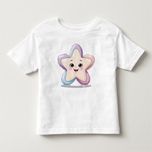 Mignonne T-shirt blanc étoile souriante (Devant)