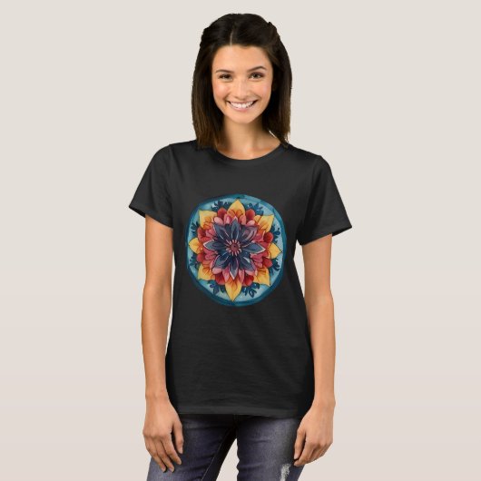 Mignonne T-shirt Mandala Design coloré (Devant entier)