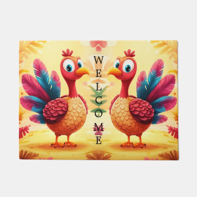 Mignonne tapis de porte de Turquie Thanksgiving (Devant)