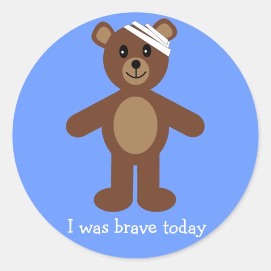 Mignonne Teddy & Bandage J'Étais Brave Stickers Bl (Devant)