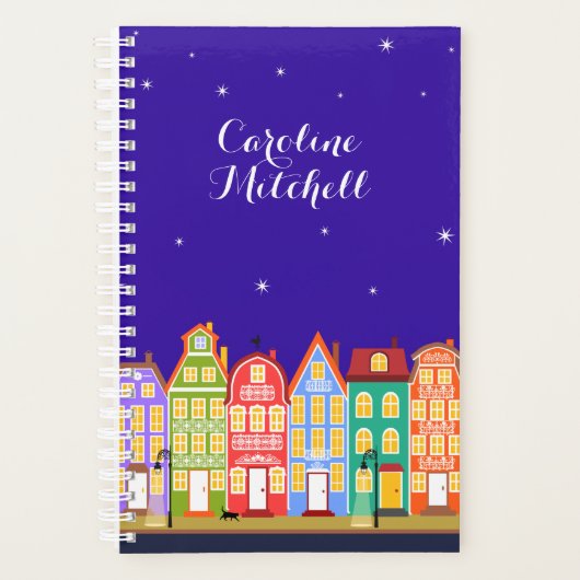 Mignonne Town Black Cat Maisons 5.5x8.5 Planificat (Devant)