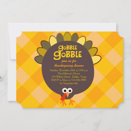 Mignonne Turquie Thanksgiving Party Invitation (Devant)