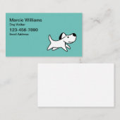 Mignonne Turquoise Carte de visite  marcheur de ch (Devant / Derrière)