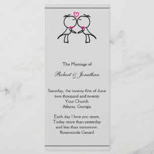 Mignonnes Deux Pièces Baiser Gay Wedding Programme