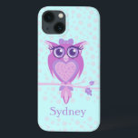 Mignonnes filles hibou violet & aqua coque ipad<br><div class="desc">Protégez votre ipad avec ce coque à motifs graphiques. Customisez avec le nom de votre choix. Lit actuellement Sydney. Chouette graphique conçue par Sarah Trett.</div>