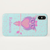 Mignonnes filles hibou violet & aqua coque iphone (Dos (Horizontal))