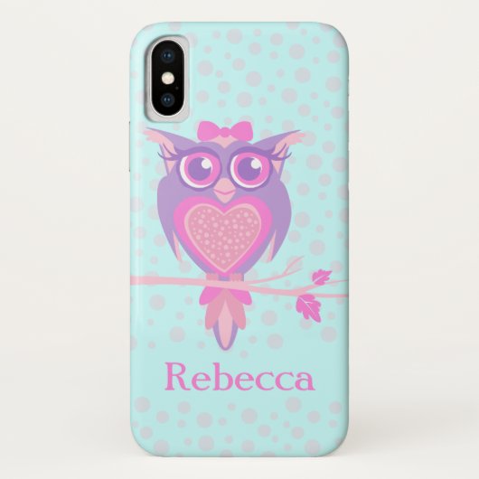 Mignonnes filles hibou violet & aqua coque iphone (Dos)