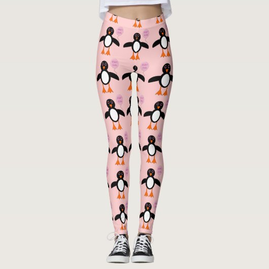 Mignonnes Leggings Bébé Fille Pingouin Rose (Devant)