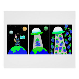 Mignons aliens 20 par 25 affiche brillante par jo_