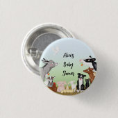 Mignons animaux de ferme baby shower badge rond (Devant & derrière)