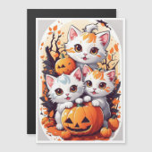 Mignons chatons d'Halloween avec carte de citrouil (Devant / Derrière)
