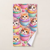 Mignons chatons et cupcakes, serviette de bain arc (Serviette à main)