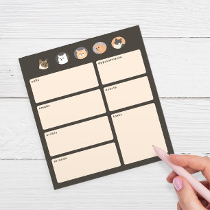 Mignons Chats gris foncé Rappels Bloc-notes