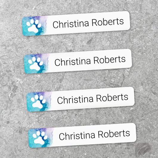 Mignons empreintes de pattes aqua étiquette vêteme