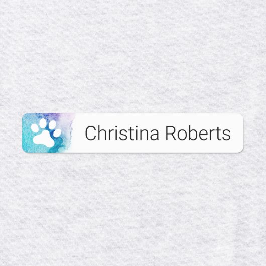 Mignons empreintes de pattes aqua étiquette vêteme (Design 1)